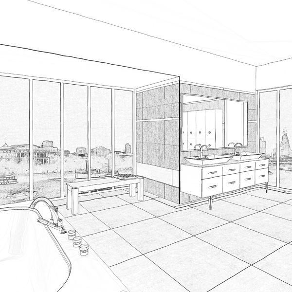 Zeichnung Badplanung